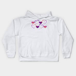 Watercolour pink and purple hearts (Valentines day) Kids Hoodie